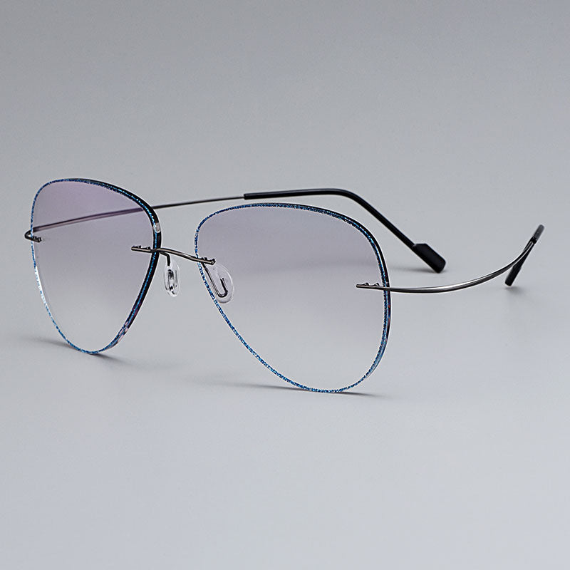Men's Eyeglasses Rimless Titanium Alloy Gradient Grey T80893 Rimless Gmei Optical Default Title  