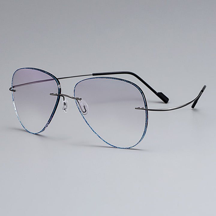 Men's Eyeglasses Rimless Titanium Alloy Gradient Grey T80893 Rimless Gmei Optical Default Title  