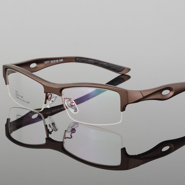 Men's Eyeglasses Comfortable Tr90 Half Frame Square Sports 1077 Sport Eyewear Bclear   