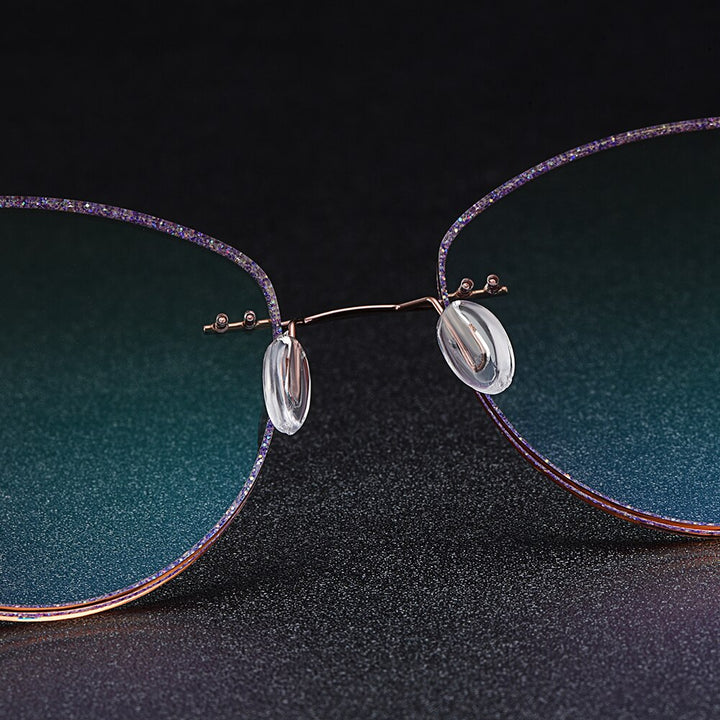Women's Eyeglasses Rimless Titanium Alloy Gradient Brown T80899 Rimless Gmei Optical   