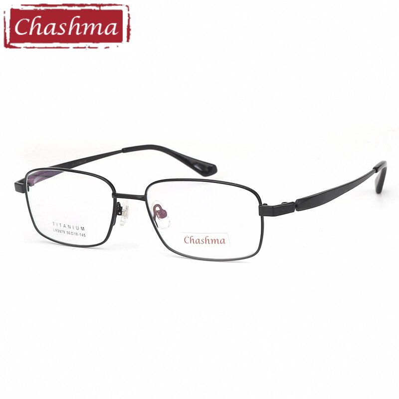 Chashma Ottica Men's Full Rim Large Square Titanium Eyeglasses 9979 Full Rim Chashma Ottica Black  