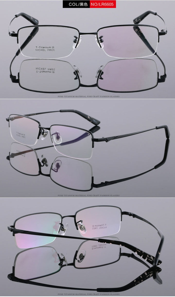 Women's Titanium Eyeglasses Half Rim Frame Lr6605 Semi Rim Bclear   