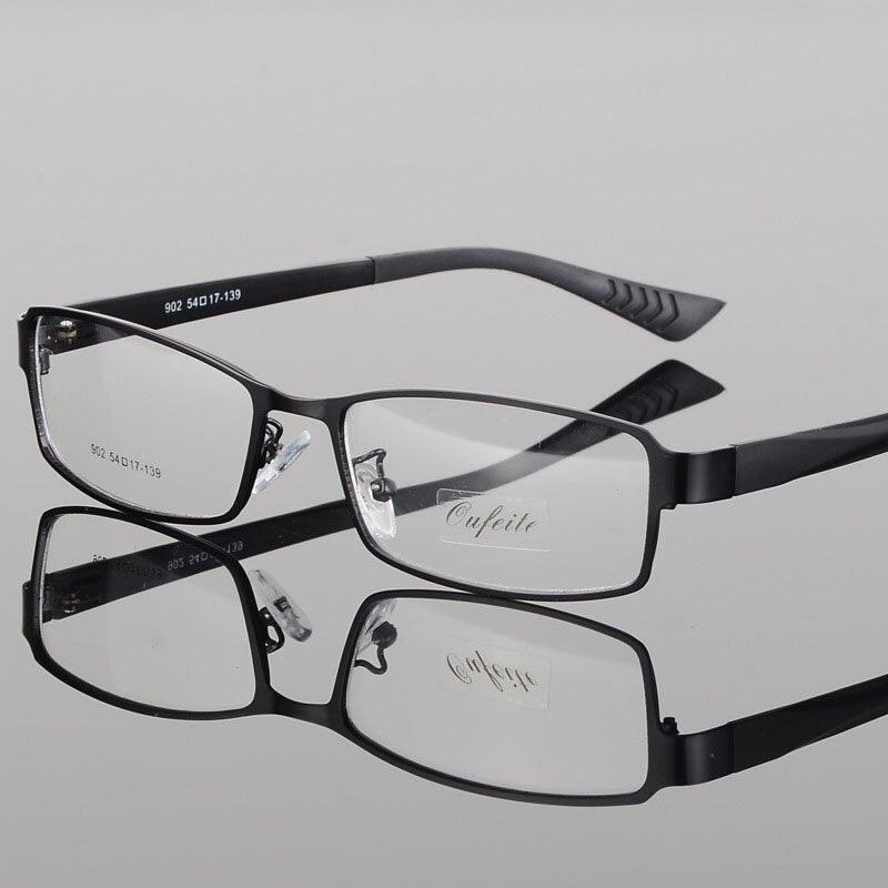 Men's Rectangular Alloy Frame Eyeglasses 902m Frame Bclear black  