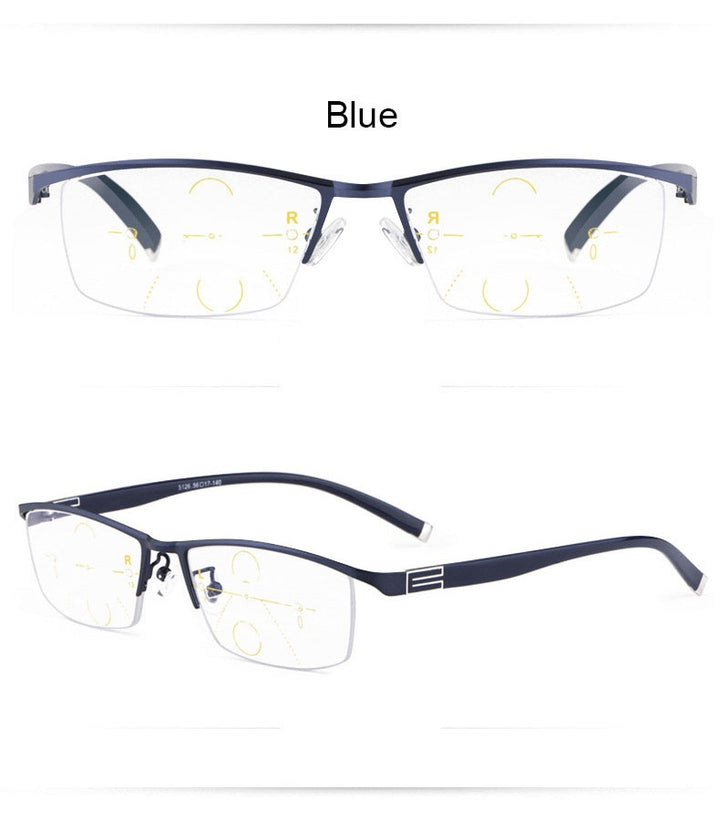 Reven Jate Semi Rim Eyewear Smart Zoom Progressive Multifocal Anti-Blue Ray Reading Hyperopia Multifocal Semi Rim Reven Jate   