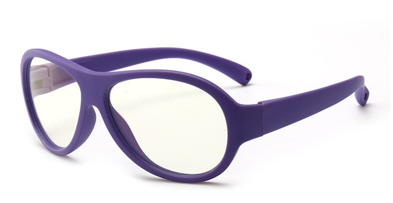 Unisex Children's Round Anti Blue Light Eyeglasses Silica Gel Frame Anti Blue Brightzone Purple  
