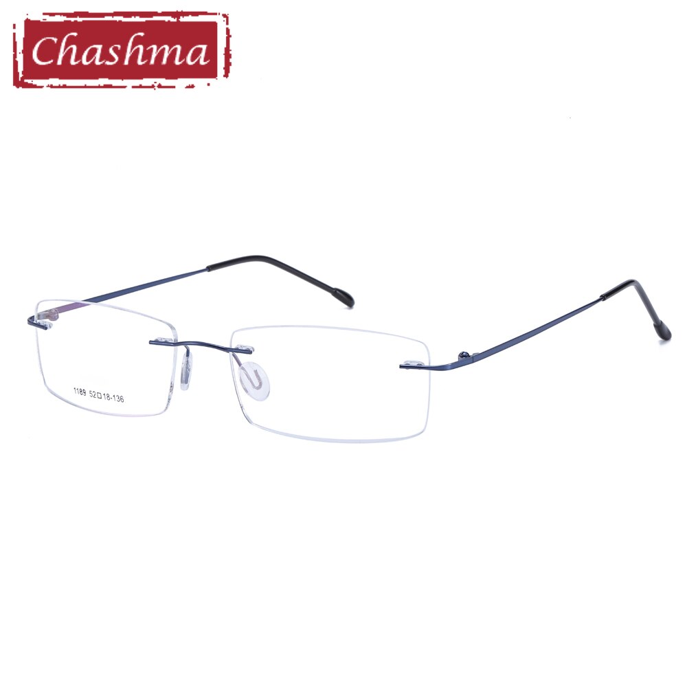 Men's Eyeglasses 2 g Rimless Titanium 1189 Rimless Chashma Blue  