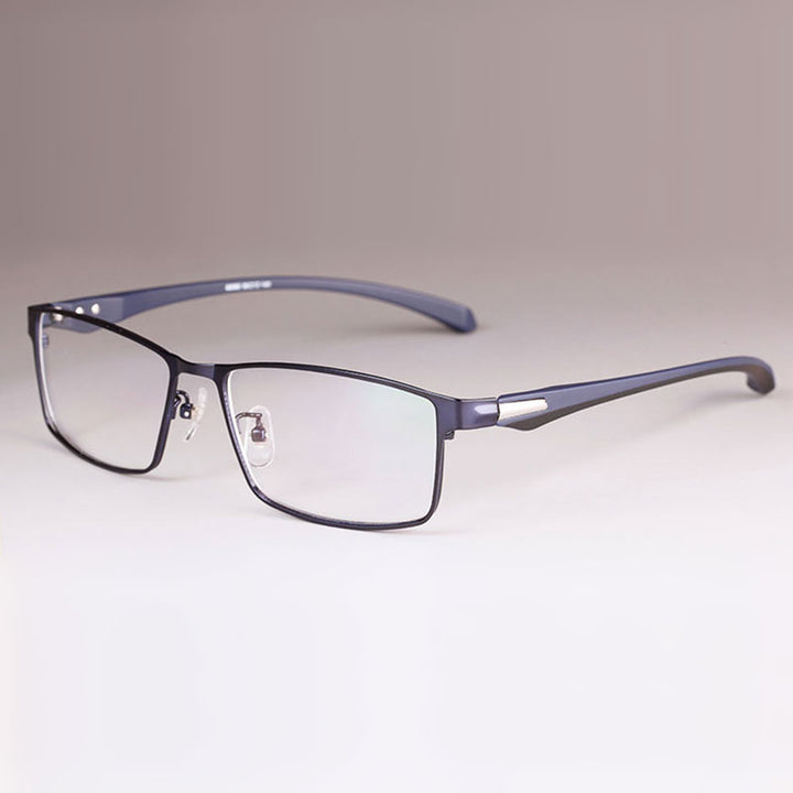 Hotochki Men's Full/Semi Rim Rectangular IP Electroplated Alloy Frame Eyeglasses Semi Rim Hotochki BlueFullRim  