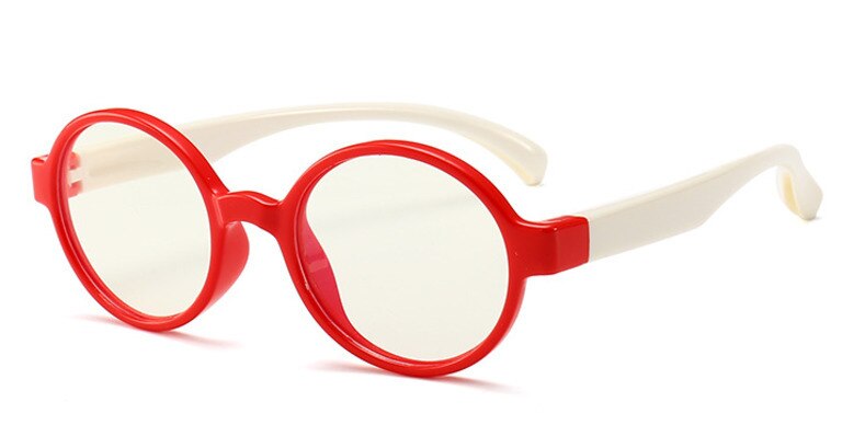 Unisex Anti Blue Light Children's Eyeglasses Round Plastic Titanium Frame Anti Blue Brightzone Red frame white leg  