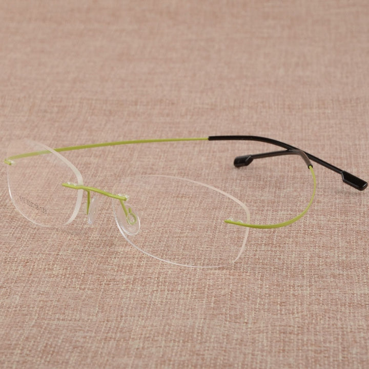 Women's Rimless Titanium Alloy Frame Eyeglasses S610 Rimless Bclear Light Green  