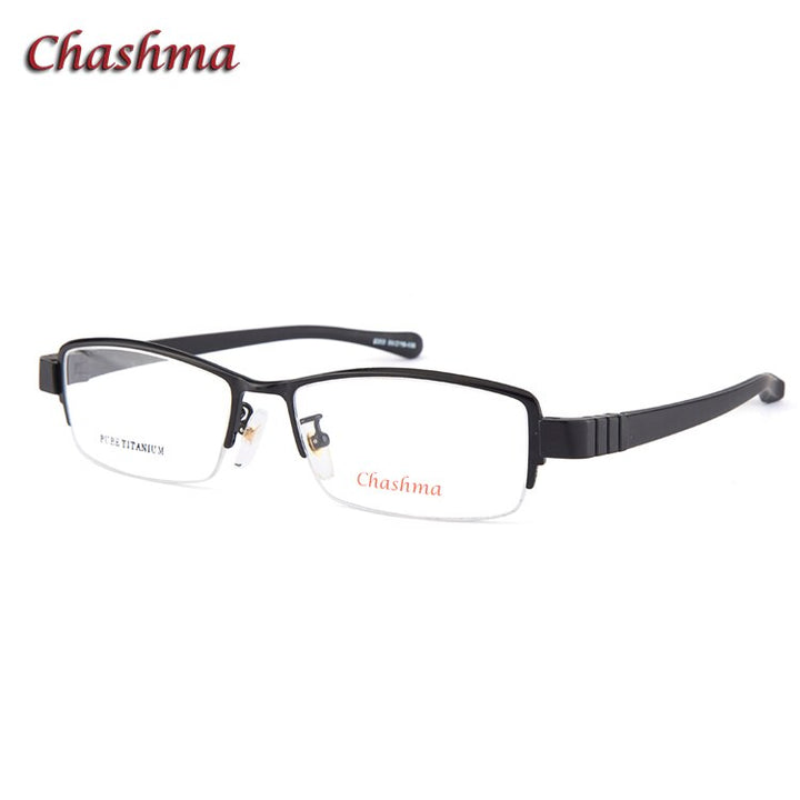 Chashma Ochki Men's Semi Rim Square Titanium Rubber Sport Eyeglasses 8302 Sport Eyewear Chashma Ochki Black  