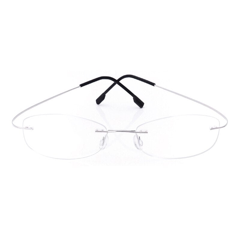 Handoer Unisex Rimless Customized Shaped Lenses 865 Titanium Eyeglasses Rimless Handoer Silver  