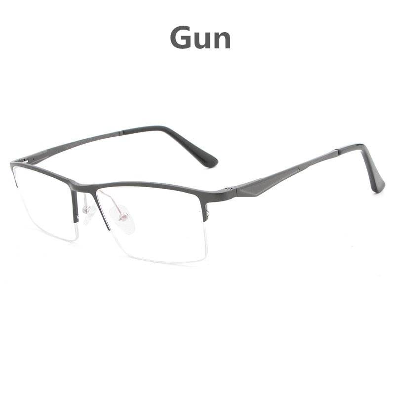 Hdcrafter Unisex Semi Rim Titanium Rectangular Square Frame Eyeglasses Lp6265 Semi Rim Hdcrafter Eyeglasses Gun  