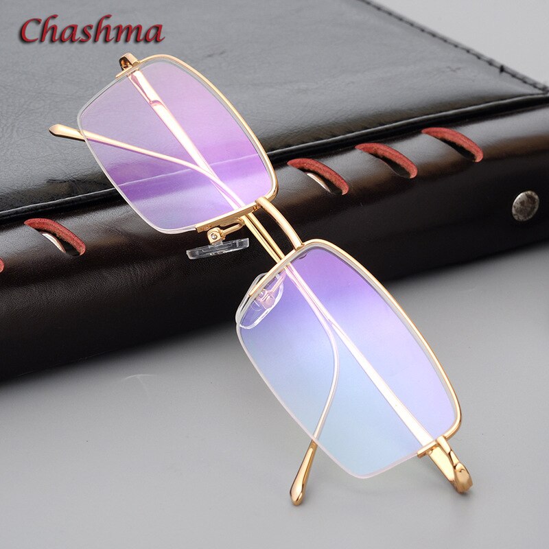 Chashma Ochki Men's Semi Rim Square Titanium Eyeglasses 9867 Semi Rim Chashma Ochki   