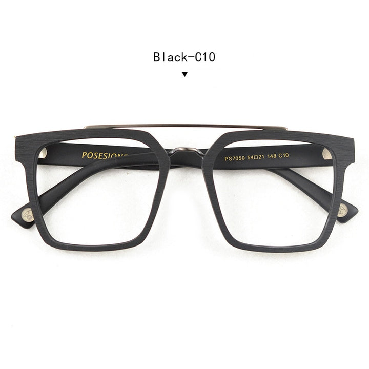 Men's Eyeglasses Wooden Square Frame Ps7050 Frame Hdcrafter Eyeglasses Black  
