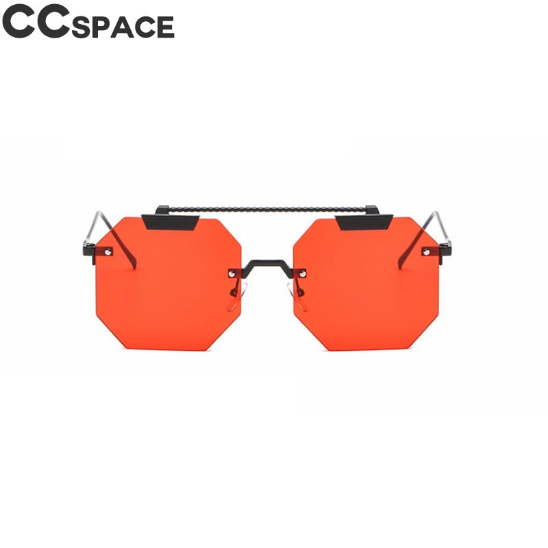 CCSpace Women's Rimless Polygon Square Alloy Frame Sunglasses 47818 Sunglasses CCspace Sunglasses C4 black red  