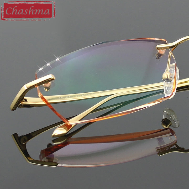 Chashma Ottica Men's Rimless Rectangle Titanium Eyeglasses Tinted Lenses 077 Rimless Chashma Ottica   