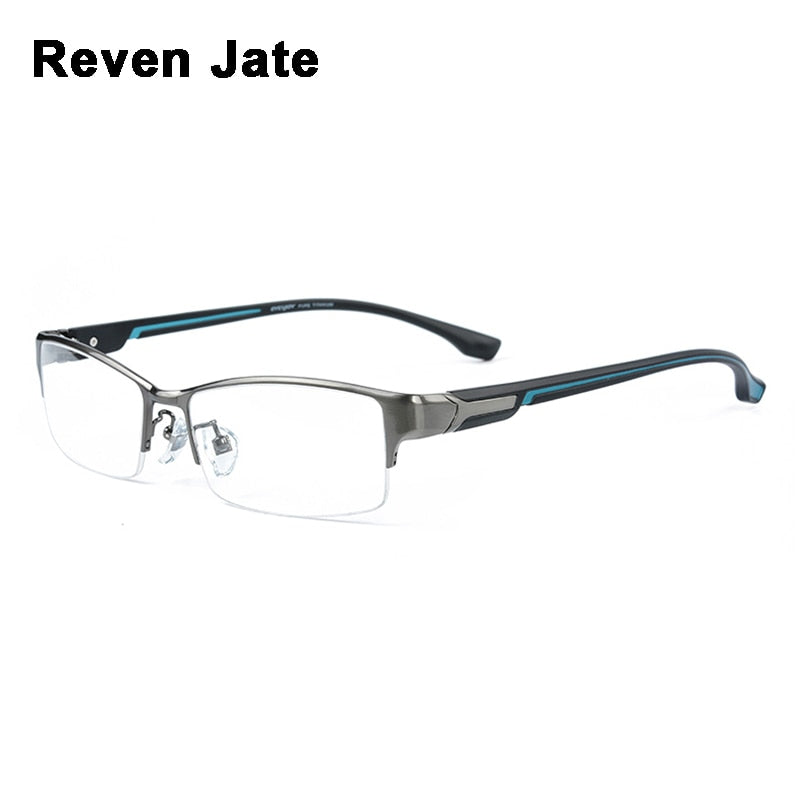 Reven Jate Super Men Eyeglasses Frame Ultra Light-Weighted Flexible Ip Electronic Plating Metal Material Rim Glasses Frame Reven Jate   