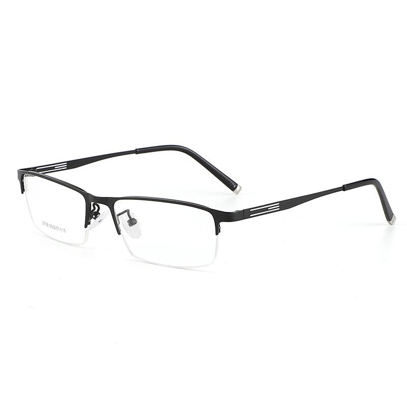 Men's Titanium Alloy Square Semi Rim Eyeglasses Sc2539 Semi Rim Bclear black  