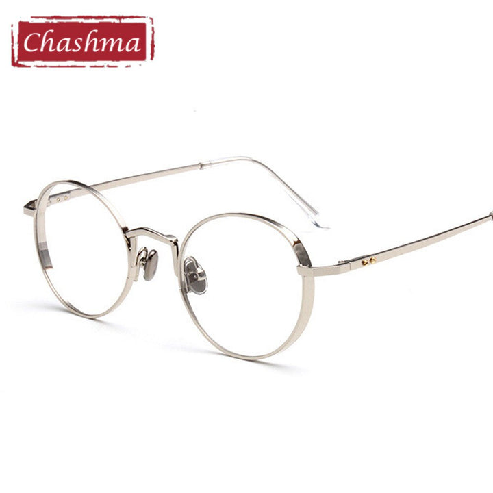 Unisex Eyeglasses Alloy Frame Round 52026 Frame Chashma Silver  