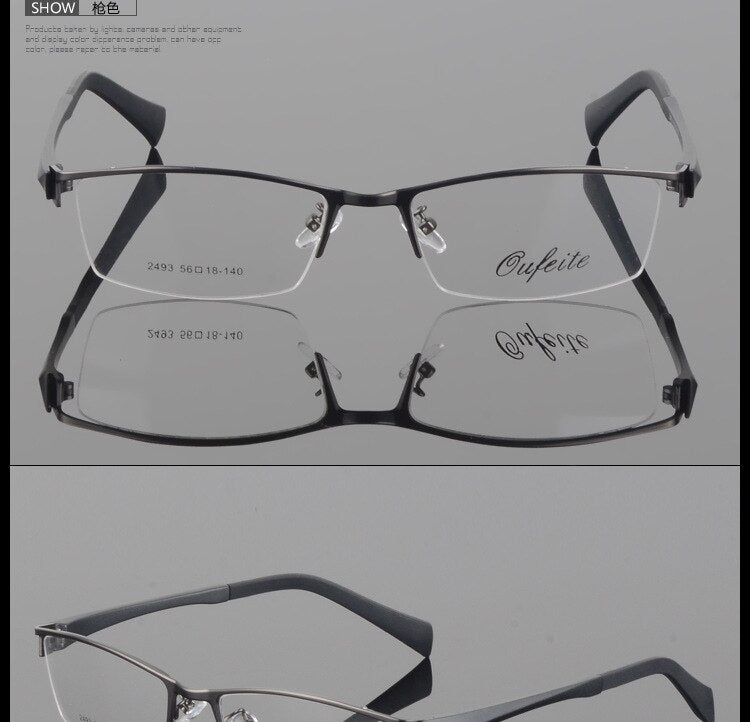 Men's Semi Rim Square Alloy Eyeglasses 2493 Semi Rim Bclear   