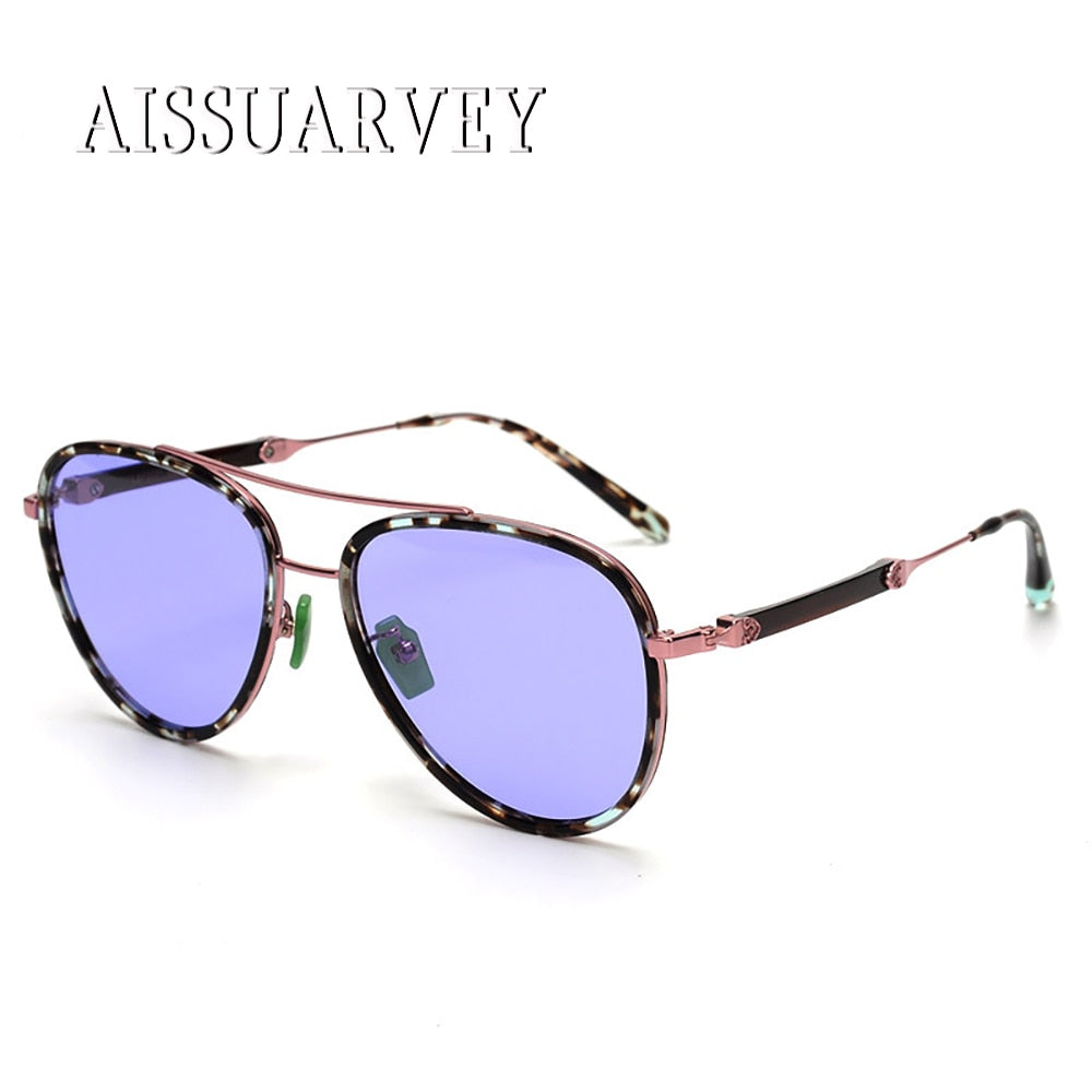 Aissuarvey Women's Full Rim Round Acetate Titanium Frame Polarized Sunglasses As120211 Sunglasses Aissuarvey Sunglasses Purple  