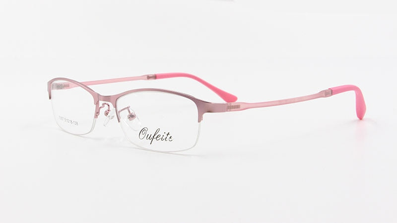 Women's Half Rim Alloy Frame Eyeglasses N7057 Semi Rim Bclear Pink  