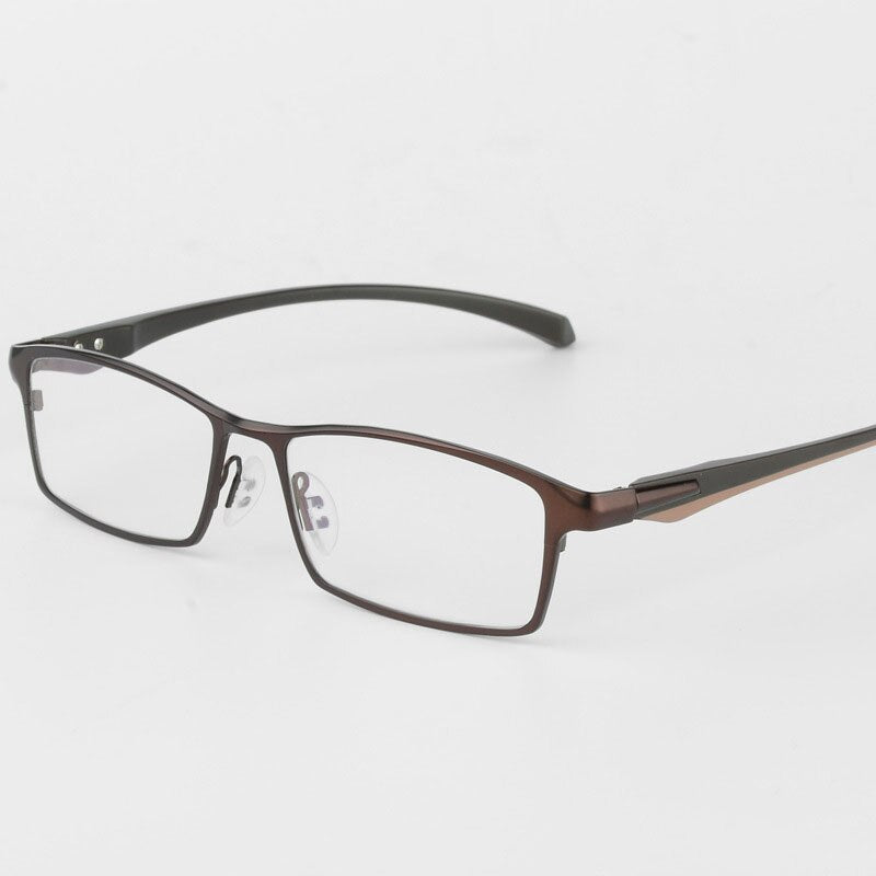 Men's Full Rim Alloy Frame Eyeglasses S9064 Full Rim Bclear Auburn  