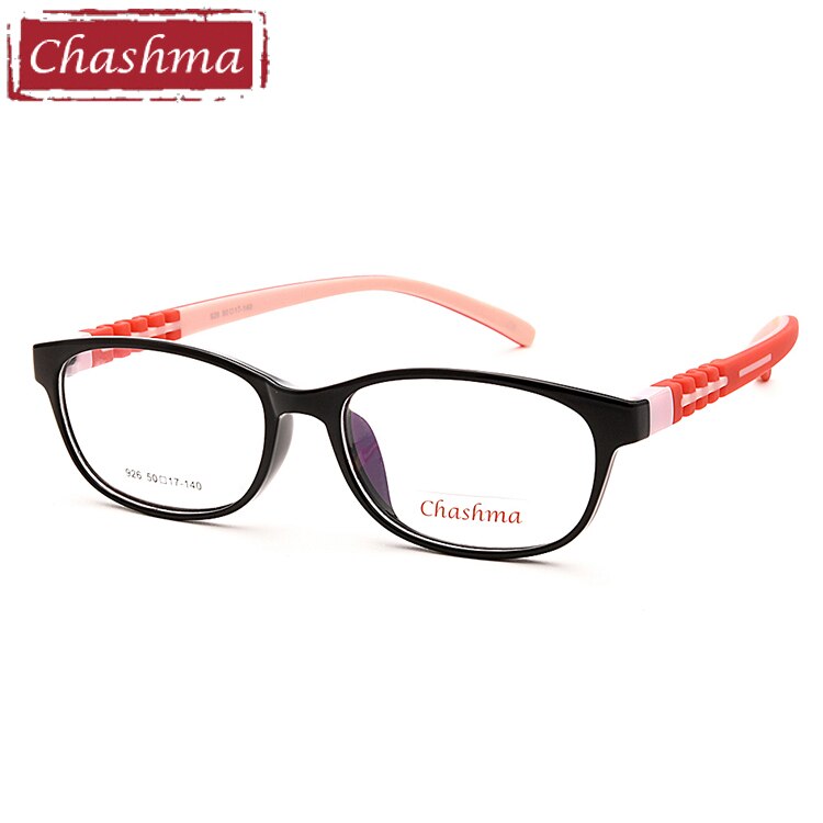 Kids' Eyeglasses 8-12 Years Old TR 90 Rubber 926 Frame Chashma Black with Red  