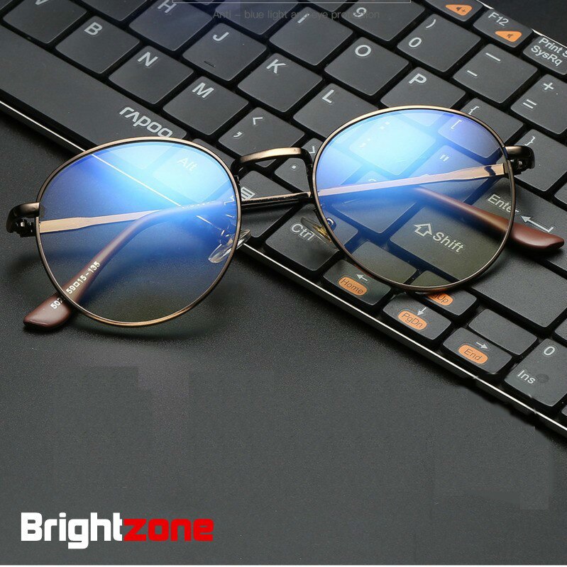 Unisex Eyeglasses Titanium Anti Blue Light Round 5025 Anti Blue Brightzone   