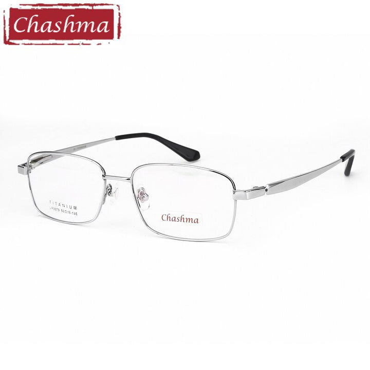 Chashma Ottica Men's Full Rim Large Square Titanium Eyeglasses 9979 Full Rim Chashma Ottica Silver  