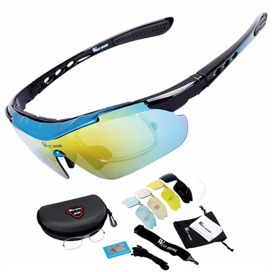 West Biking Unisex Full Rim Acetate Polarized Sport Sunglasses YP0703111AA Sunglasses West Biking Black Blue China 