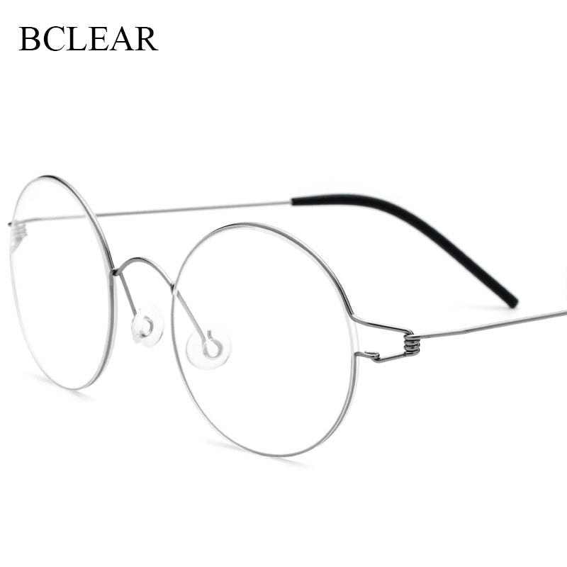 Unisex Round Full Rim Titanium Frame Eyeglasses 28607 Full Rim Bclear   