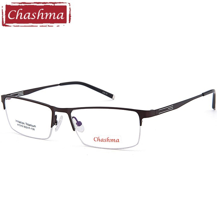 Chahsma Men's Semi Rim Square Titanium Eyeglasses 1518 Semi Rim Chashma Brown  