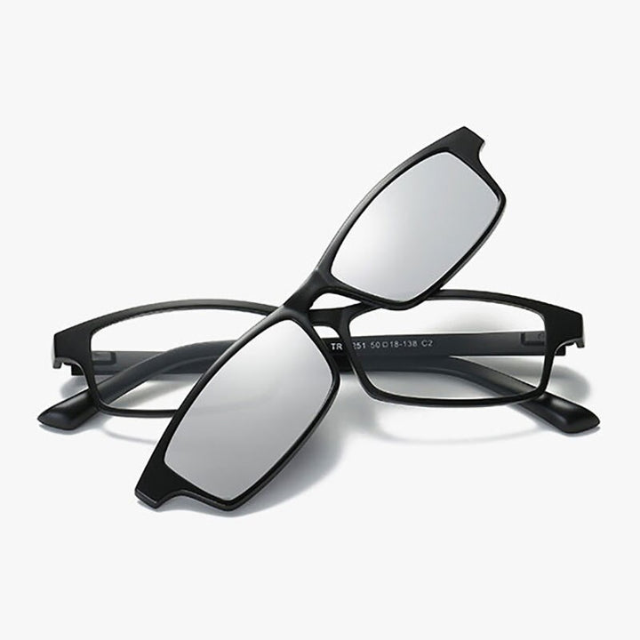 Reven Jate Polarized Sunglasses Magnetic Clip-Ons With Plastic Tr-90 Super Light Frame For Women And Men Sunglasses Reven Jate Silver  