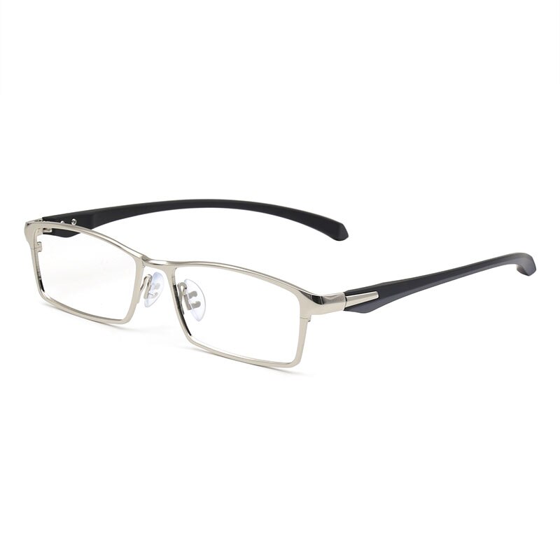 Hotochki Men's Full Rim IP Electronic Plated Alloy Metal Frame Eyeglasses Full Rim Hotochki Silver  
