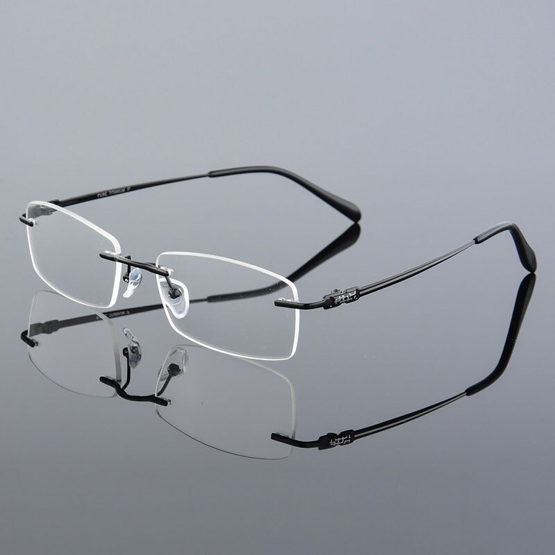 Reven Jate 633 Rimless Men Eyeglasses Frame Glasses For Man Eyewear Rimless Spectacles Rimless Reven Jate Black  