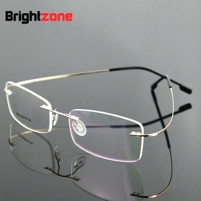Men's Eyeglasses Stainless Steel Oval Rimless B1989 Rimless Brightzone   