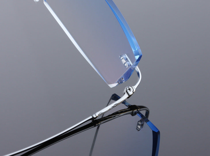 Reven Jate 8036 Pure Titanium Rimless Diamond Cutting Man Glasses Frame Eyeglasses Men Eyewear (Silver) Rimless Reven Jate   