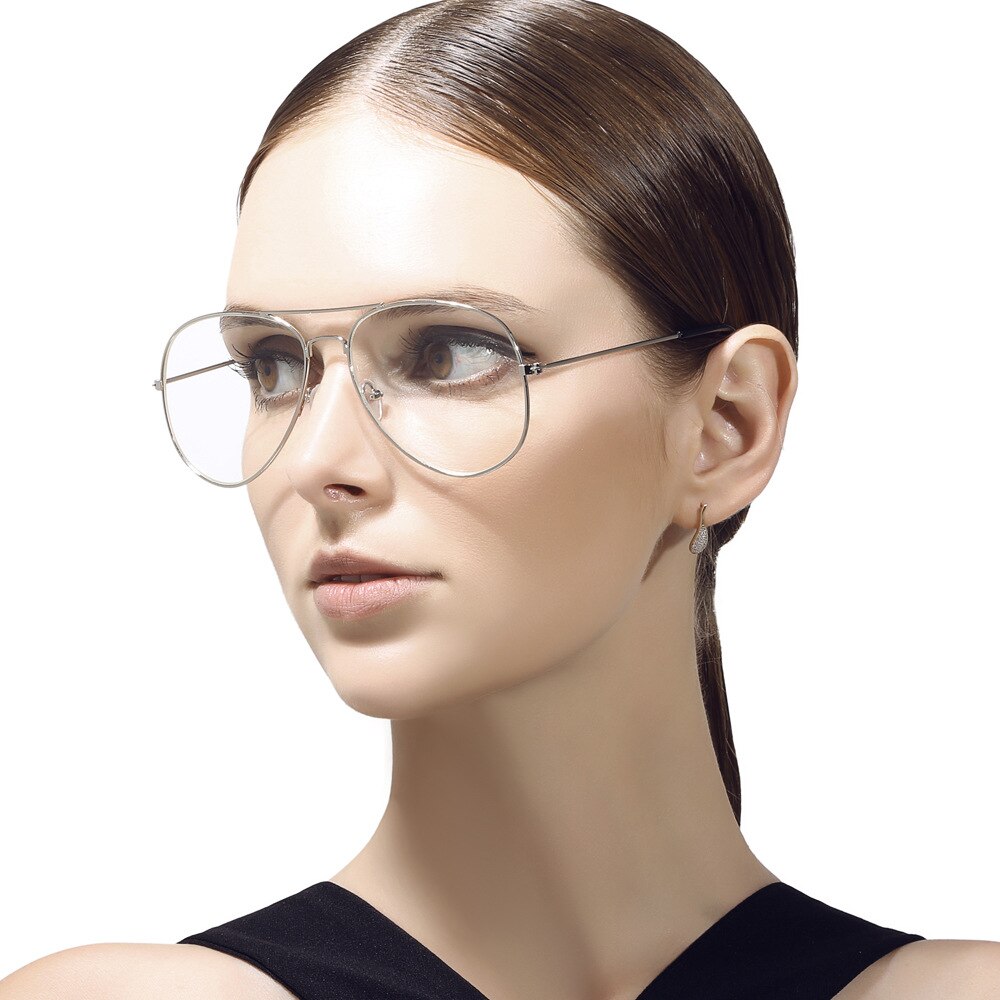Unisex Eyeglasses Pilot Big Shape Slim Legs Alloy Frame Brightzone   