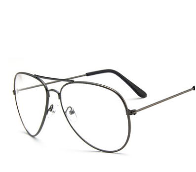 Unisex Eyeglasses Large Frame Korean Pilot 3026 Frame Brightzone gray  
