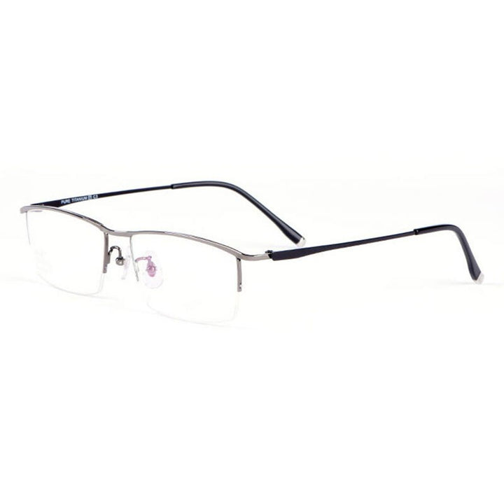 Reven Jate Glasses Half Rim Eyeglasses Titanium Frame Lens Eye Glasses Frame Eyewear Semi Rim Reven Jate Gray  