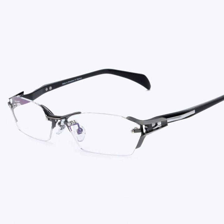Reven Jate Ej1174 Men Eyeglasses Frame Ultra Light-Weighted Flexible Ip Electronic Plating Metal Material Rim Glasses Frame Reven Jate Gray Rimless  