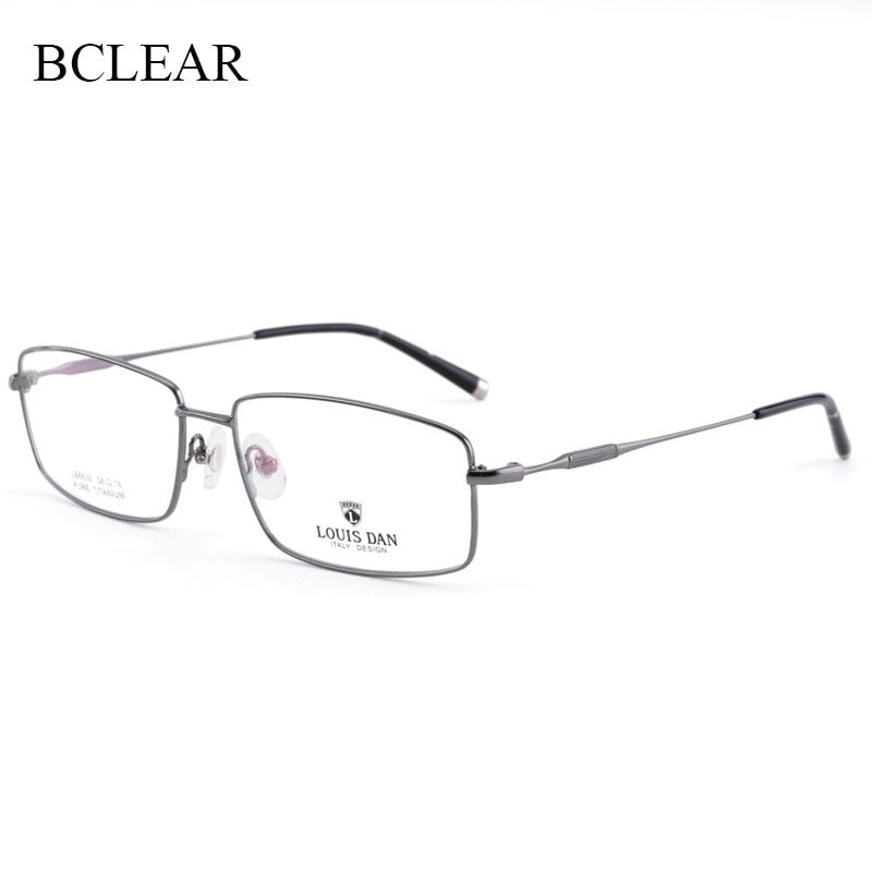 Men's Square Full Rim Titanium Frame Eyeglasses 6638 Full Rim Bclear Silver  