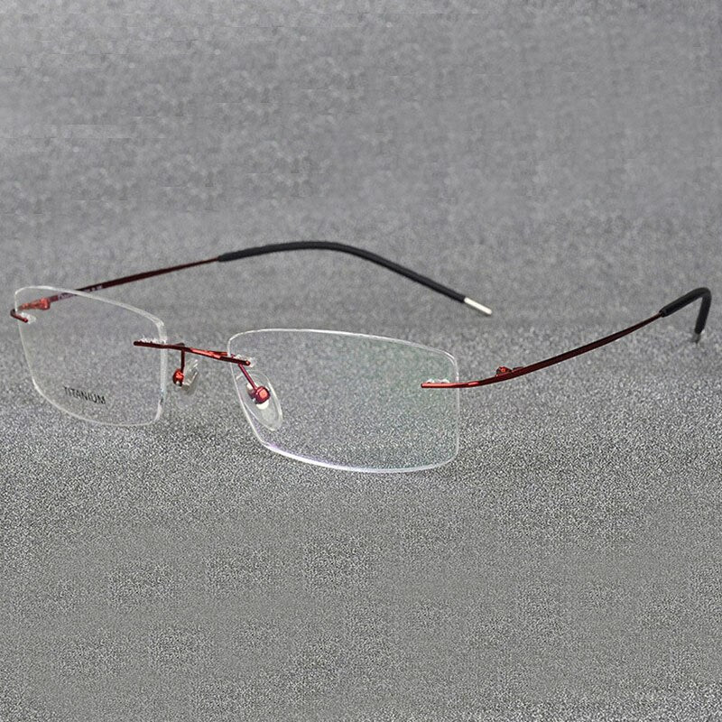 Hotochki Rimless Titanium Alloy Frame Flexible Temple Eyeglasses Rimless Hotochki Red  