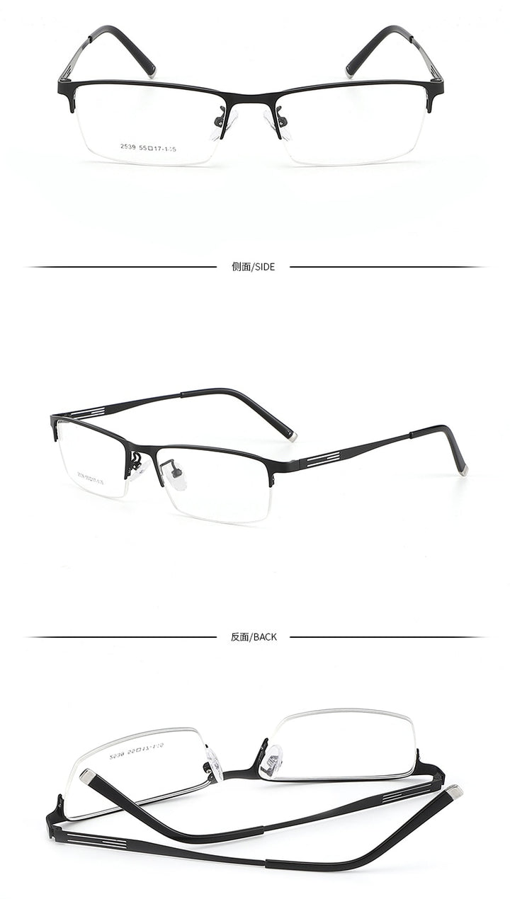 Men's Titanium Alloy Square Semi Rim Eyeglasses Sc2539 Semi Rim Bclear   