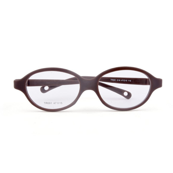 Unisex Round Full Frame Titanium Plastic Eyeglasses Frame Brightzone C16 Brown  