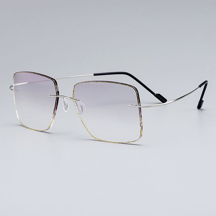 Men's Eyeglasses Titanium Alloy Rimless Gradient Grey T80891 Rimless Gmei Optical Default Title  