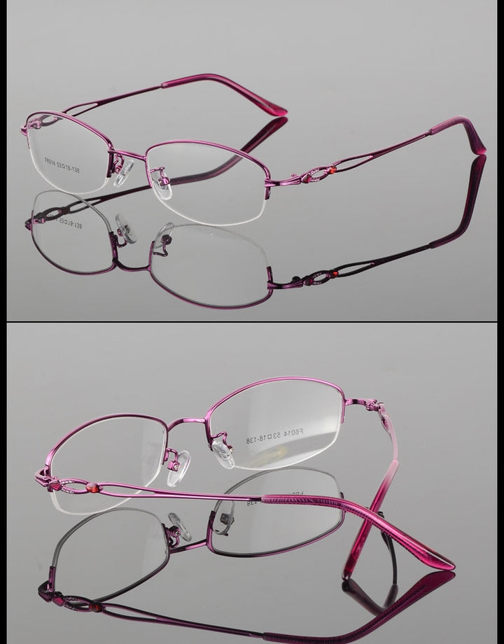 Women's Half Rim Eyeglasses Alloy Frame Bf6014 Semi Rim Bclear   