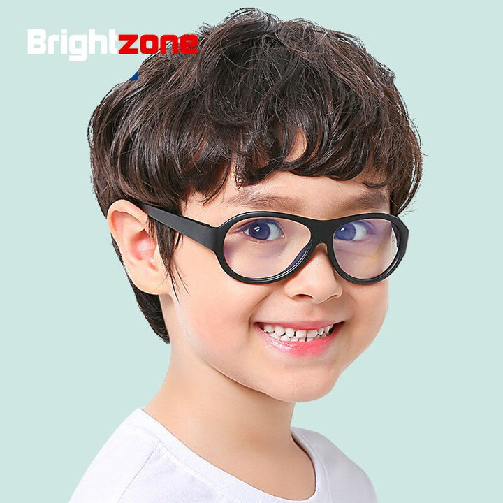 Unisex Children's Round Anti Blue Light Eyeglasses Silica Gel Frame Anti Blue Brightzone   