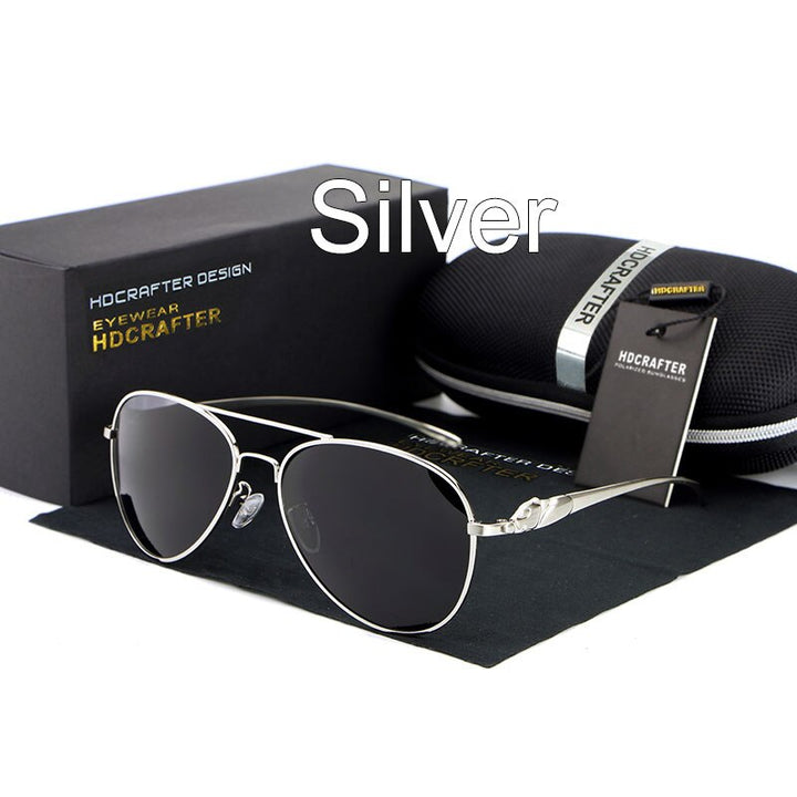 Hdcrafter Women's Full Rim Oval Double Bridge Alloy Frame Polarized Sunglasses L912 Sunglasses HdCrafter Sunglasses silver  